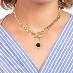 Collier Femme So Charm - B3180-DORE+B3383-DORE-ONYX Doré