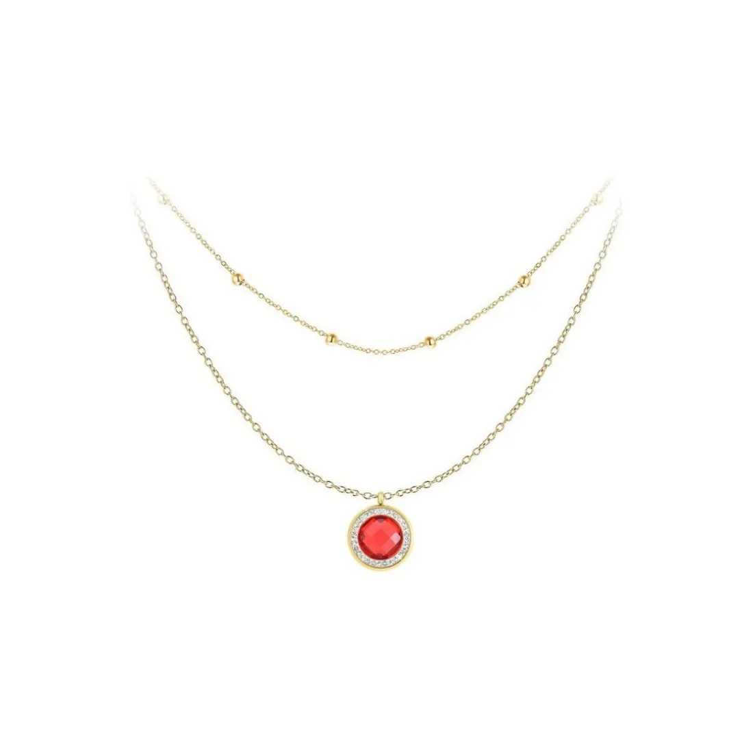 Collier Femme So Charm - B2126-ROUGE+B2370-DORE - Collier Mode Doré