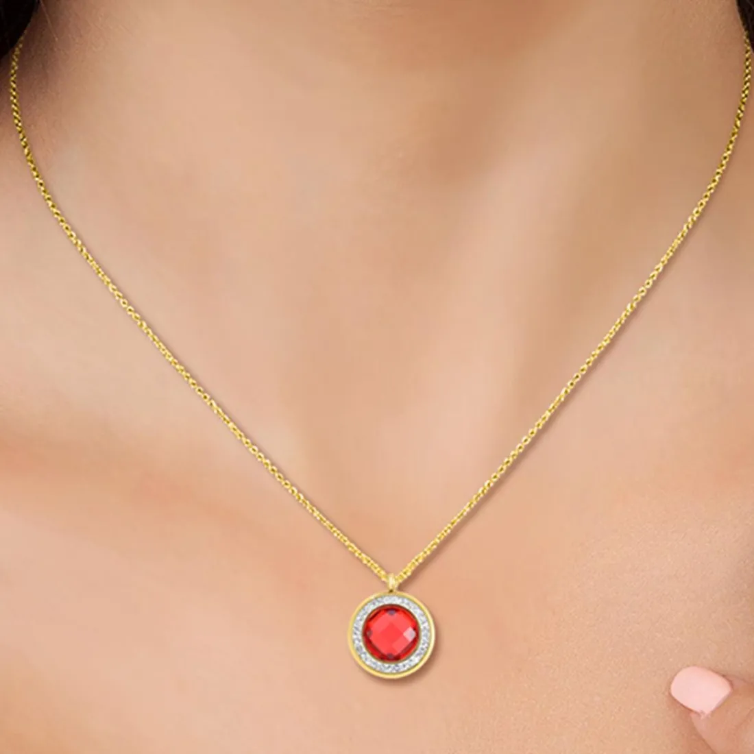 Collier Femme So Charm - B2126-ROUGE - Collier Mode Doré