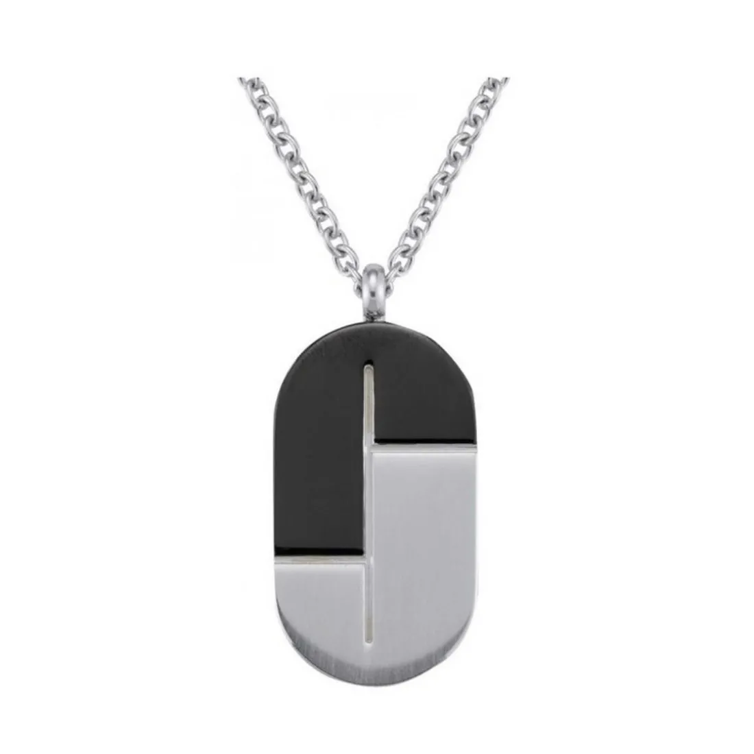 Collier Jourdan JOTUN UN019H - Collier En Acier Bicolore Noir Homme