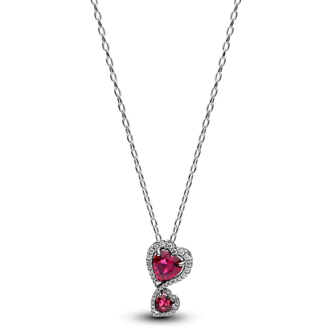 Collier à Pendentif Cœurs Halo Rouge