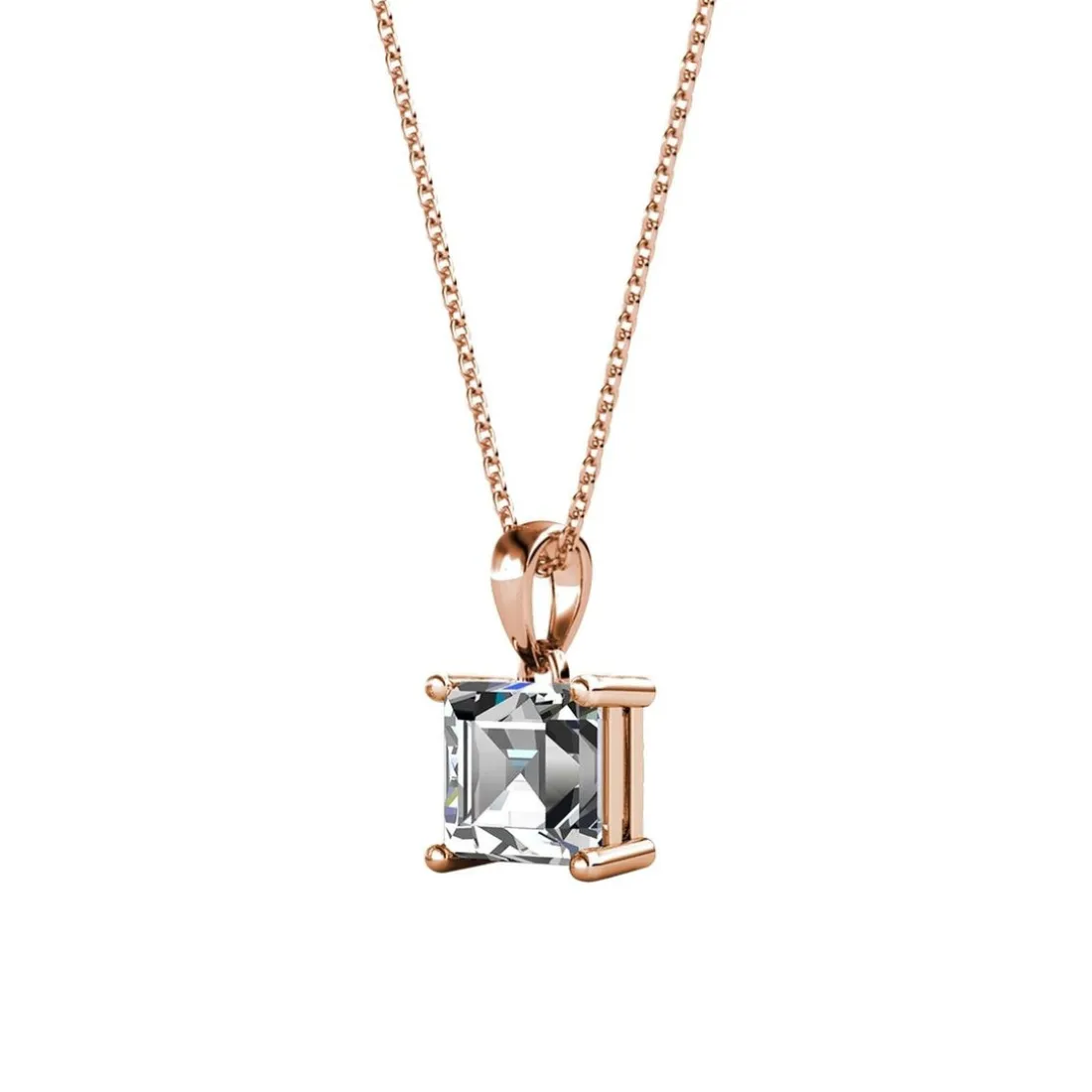 Collier Simple Square Or Rose