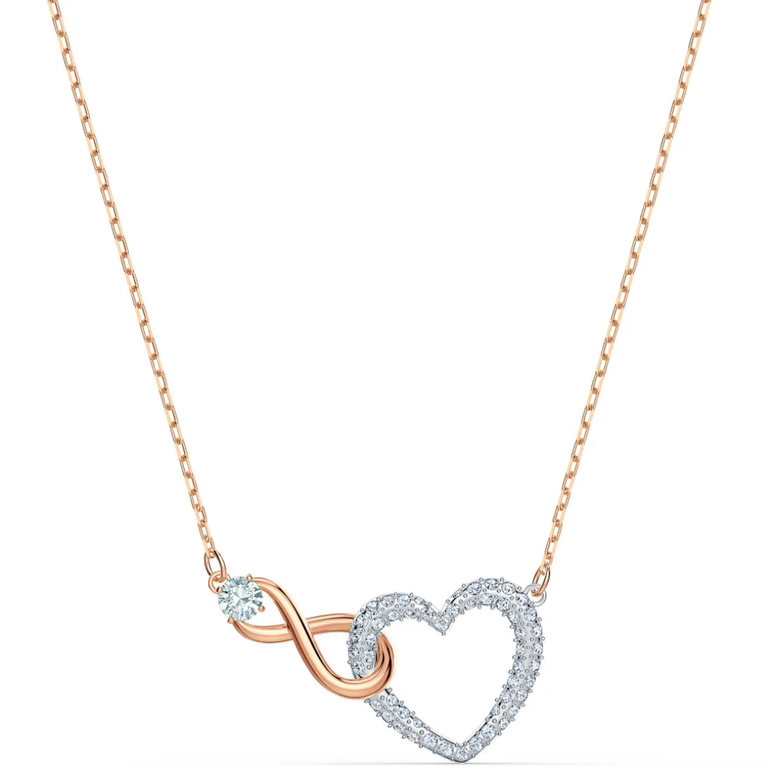 Collier Swarovski 5518865 - Collier or doré et argenté pendentif cœur infini Femme