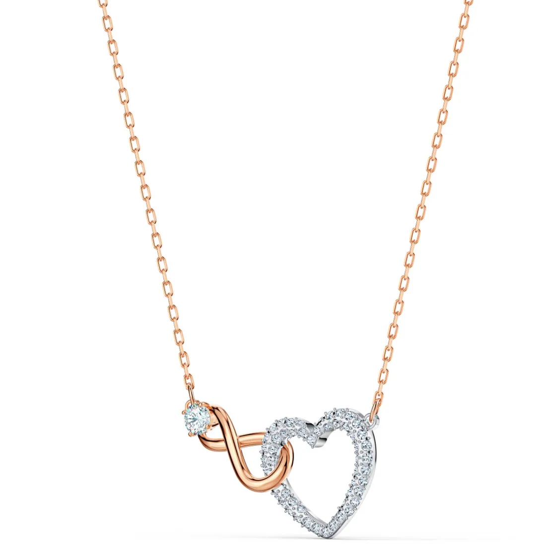 Collier Swarovski 5518865 - Collier or doré et argenté pendentif cœur infini Femme