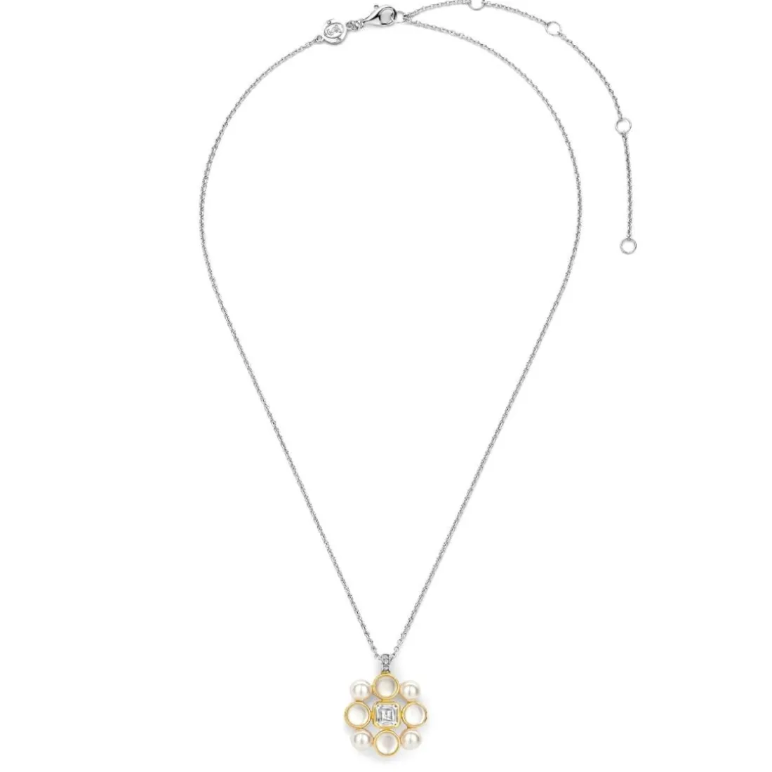 Collier Ti Sento - 34046YP Argent Doré Perles Synthétiques Et Oxyde De Zirconium Rond