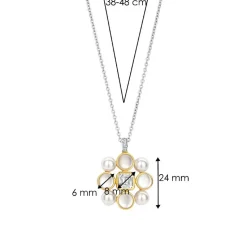 Collier Ti Sento - 34046YP Argent Doré Perles Synthétiques Et Oxyde De Zirconium Rond