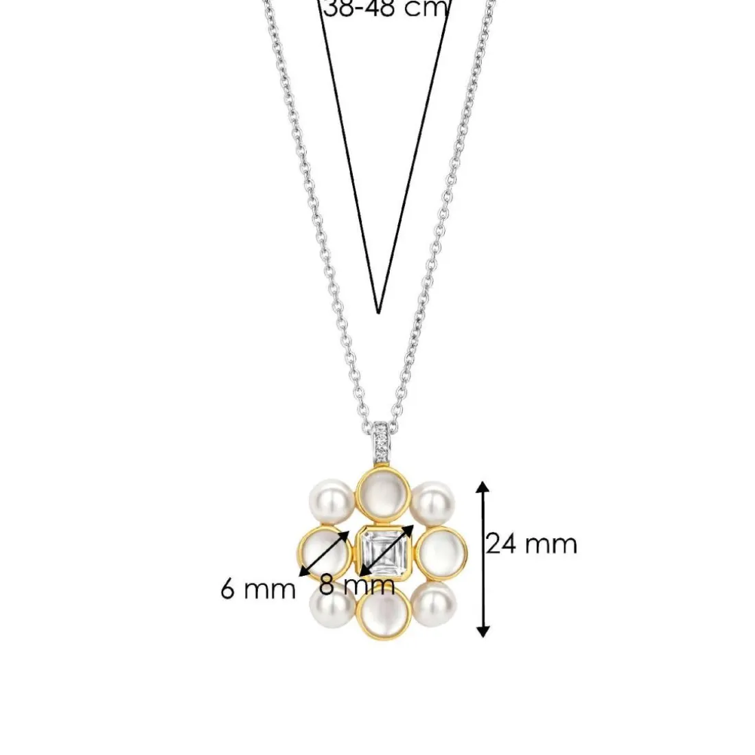 Collier Ti Sento - 34046YP Argent Doré Perles Synthétiques Et Oxyde De Zirconium Rond