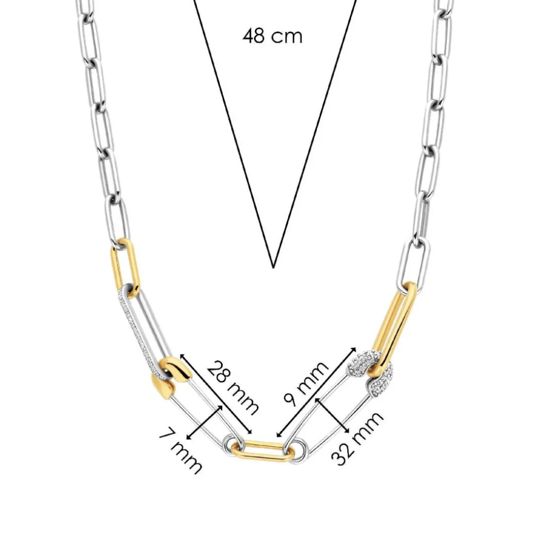 Collier Ti Sento - 34047ZY Argent Bicolore Épingles
