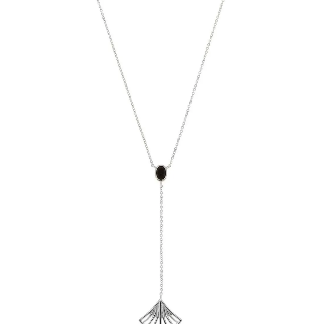 Collier Y Arielle Argenté & Onyx Noir