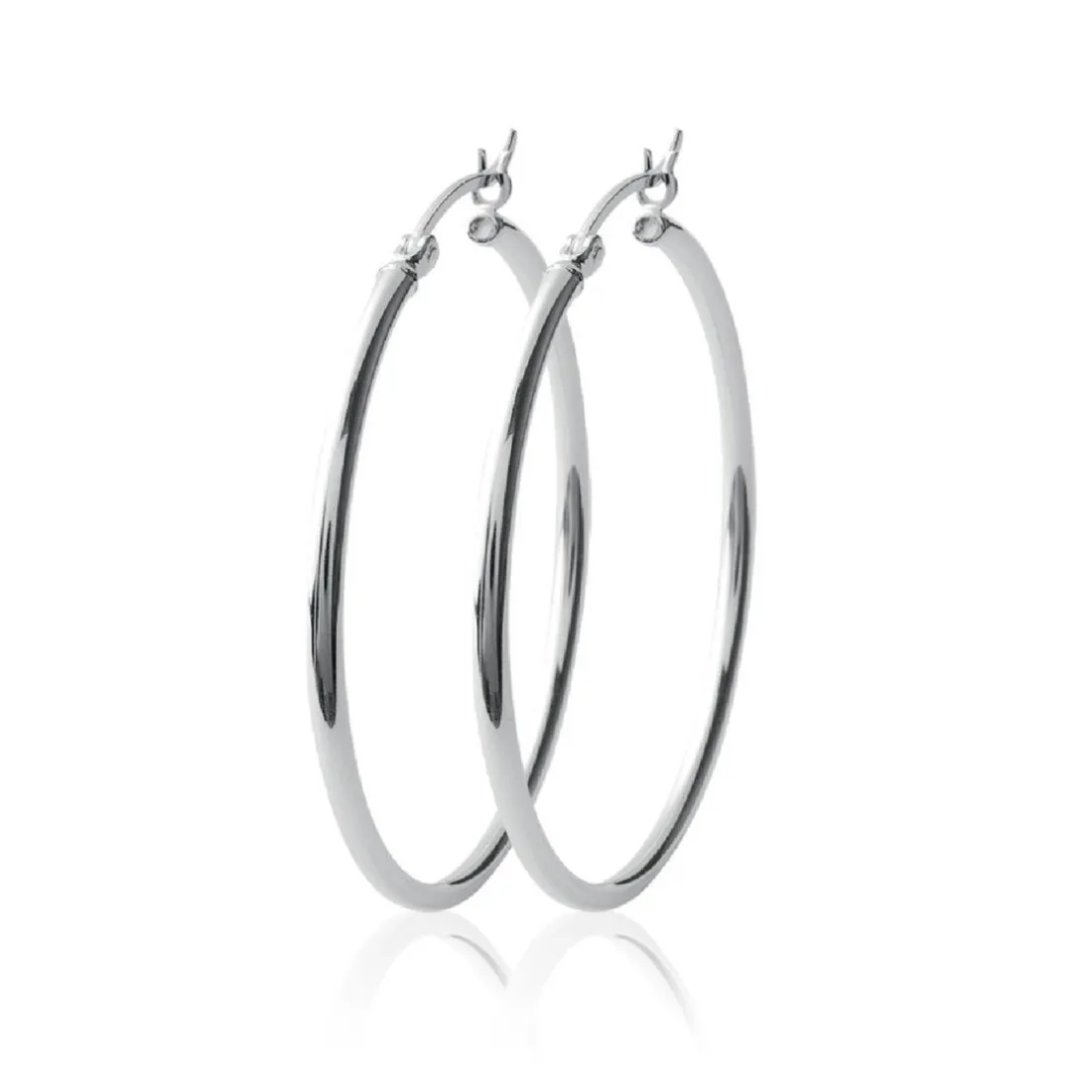 Créoles femme argent rhodié 5 mm - WUU50