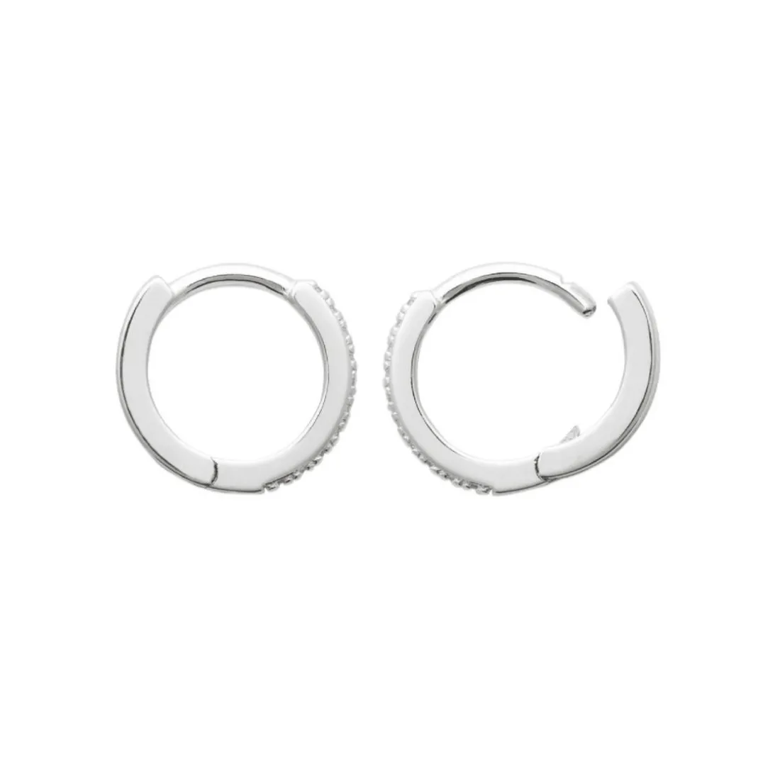 Créoles femme femme argent rhodié blanc serti griffe 11 mm classiques - Z634ZZ0