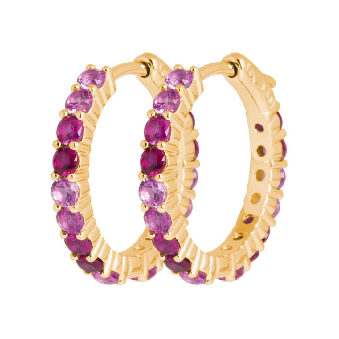 Créoles femme plaqué or teinté serti griffe 2 mm - Y63Y6V0