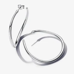 Créoles Ouvertes de Forme Organique 42 mm Argent
