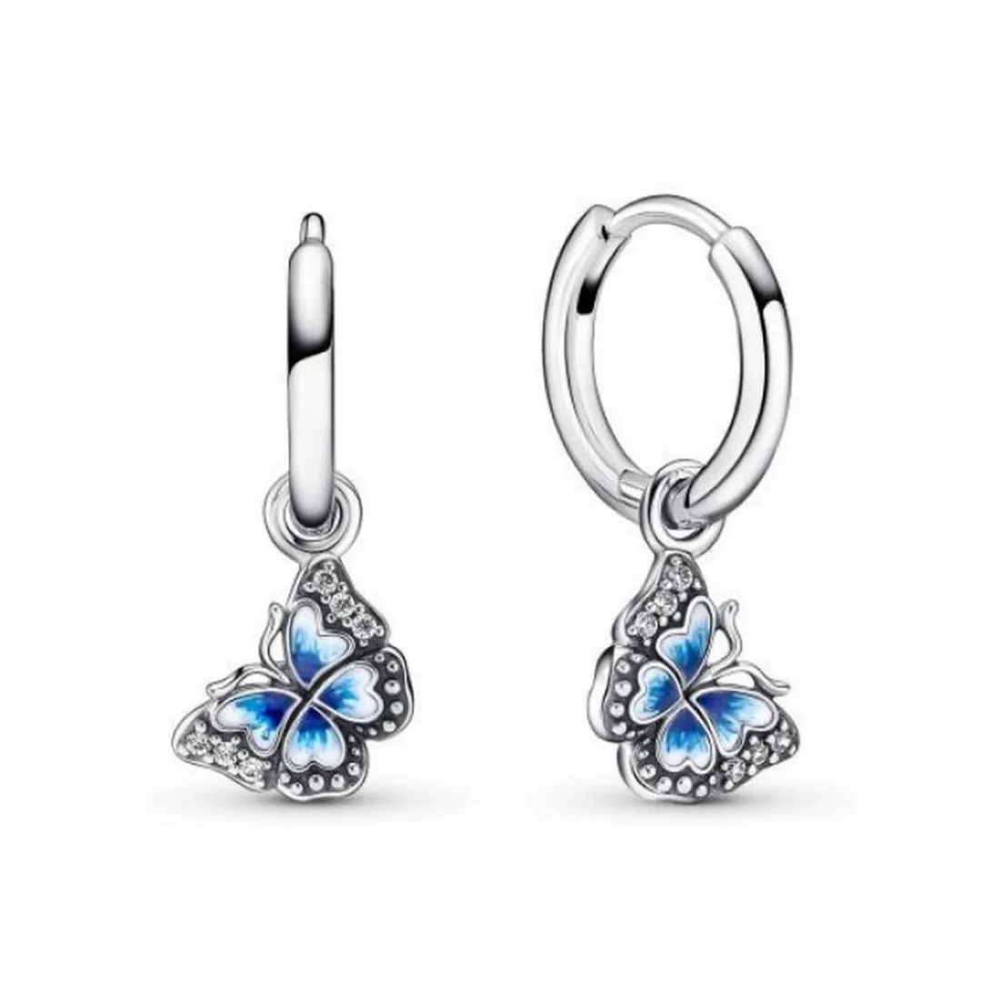 Créoles Pandora Moments papillon bleu & strass