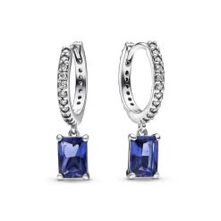 Créoles Rectangle Scintillant Bleu – Pandora Timeless