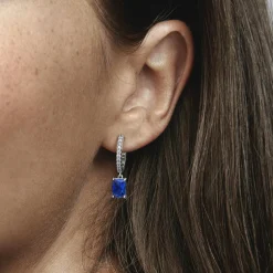 Créoles Rectangle Scintillant Bleu – Pandora Timeless