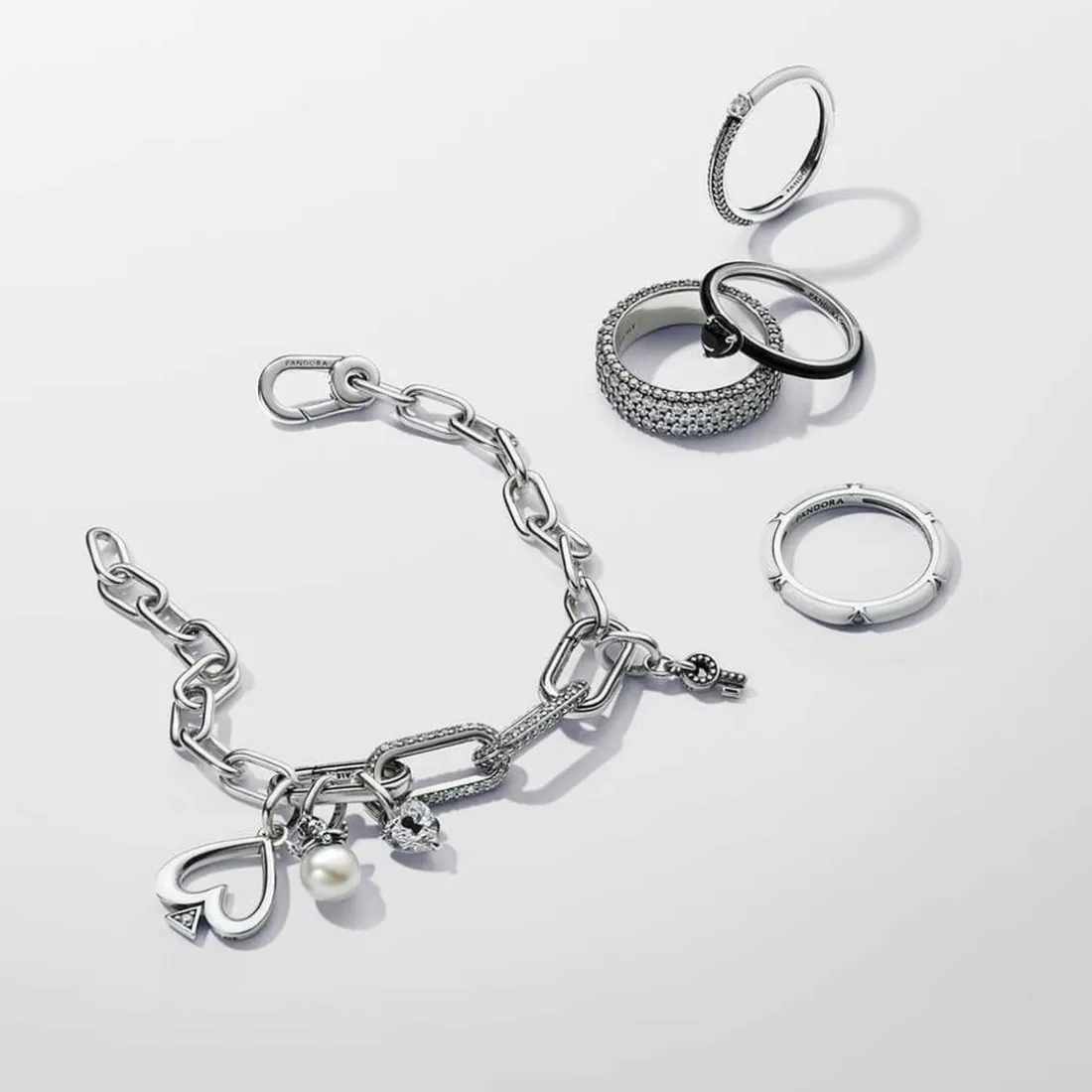 Double Link métallique Pavé argent Pandora ME