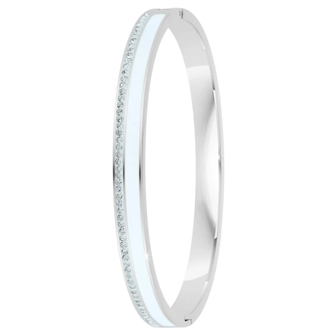 Jonc Femme So Charm - B4338-ARGENT-BLANC - Bracelet Email Argenté