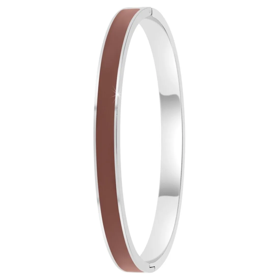 Jonc Femme So Charm - B4339-ARGENT-MARRON - Bracelet Email Argenté
