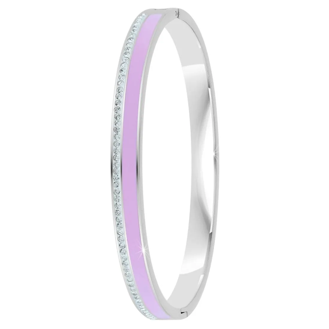 Jonc Femme So Charm - B4338-ARGENT-ROSE - Bracelet Email Argenté