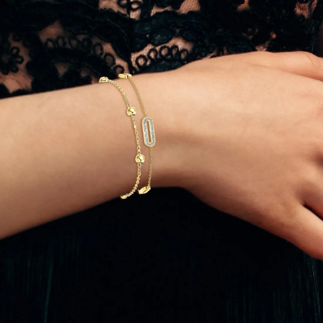 Lot de deux Bracelets Femme Angèle M B2190+B2371-DORE