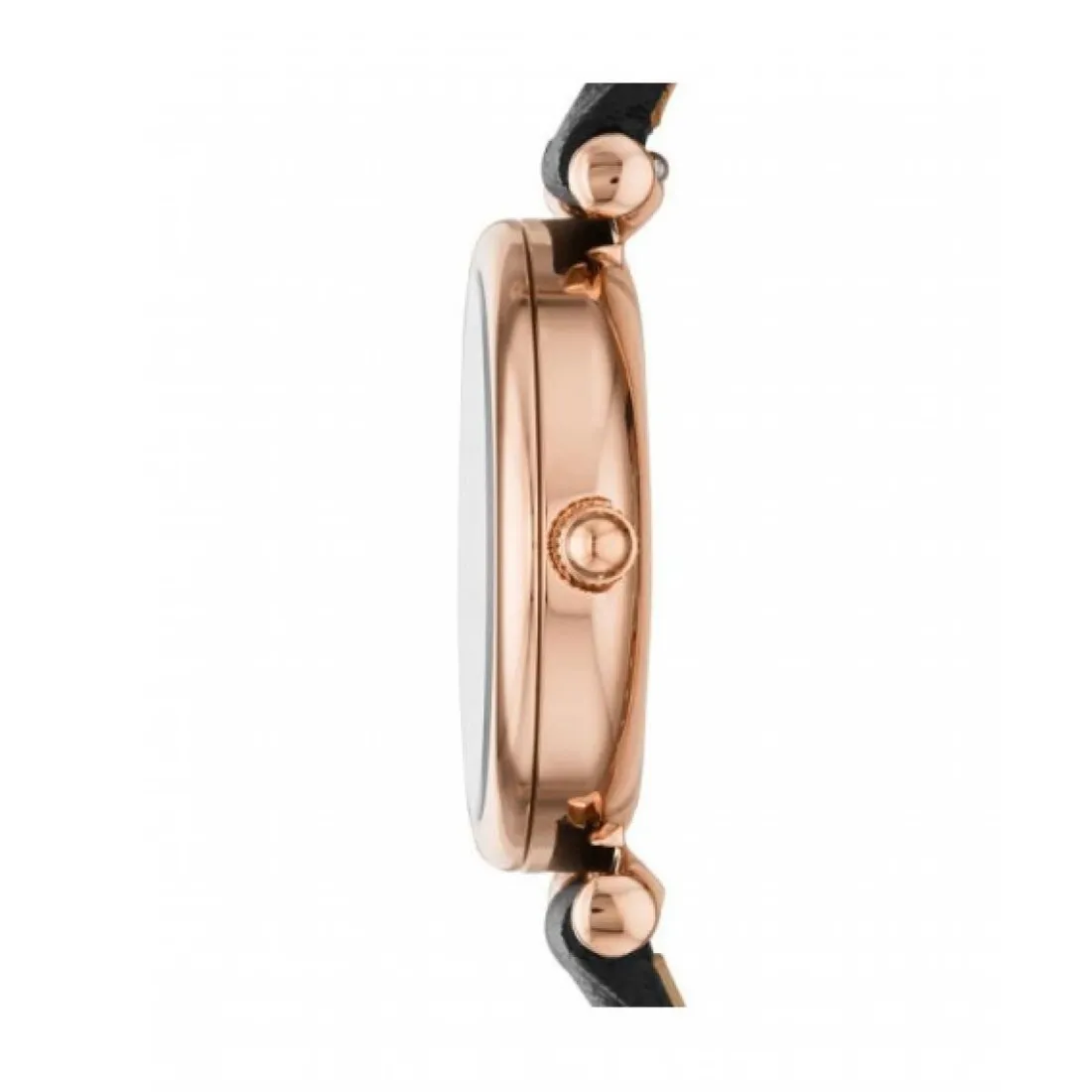 Montre Fossil ES4700 - CARLIE MINI Boîtier Acier Doré Rose Bracelet Cuir Noir Femme