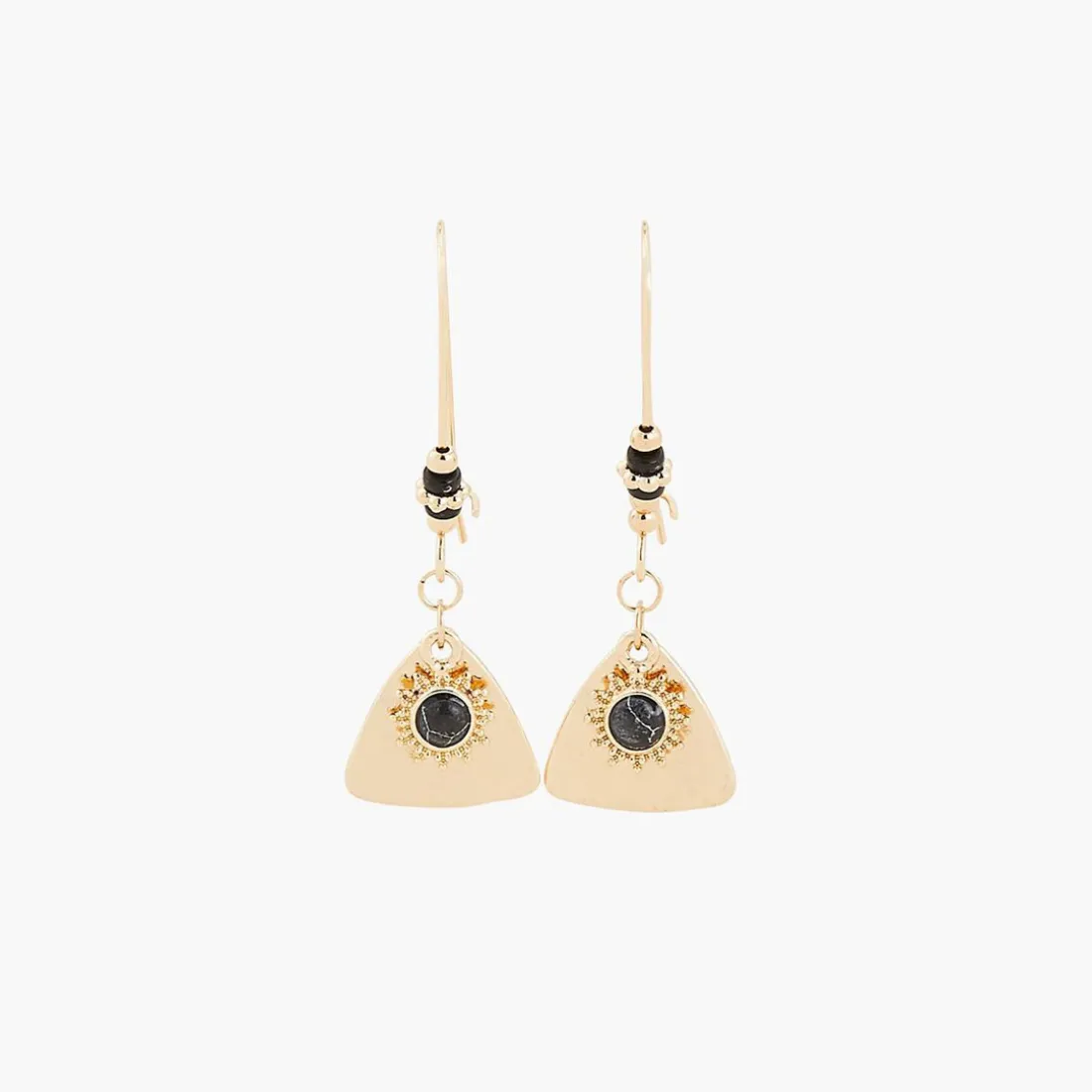 Pendantes Femme Balaboosté Grand Crochet Avec Medaille Pierre Et Perle Heishi - 3502456531895 Métal Noir