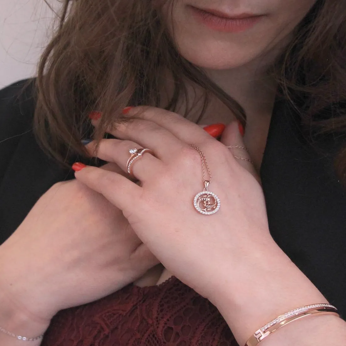 Pendentif Zodiaque Poisson Or Rose
