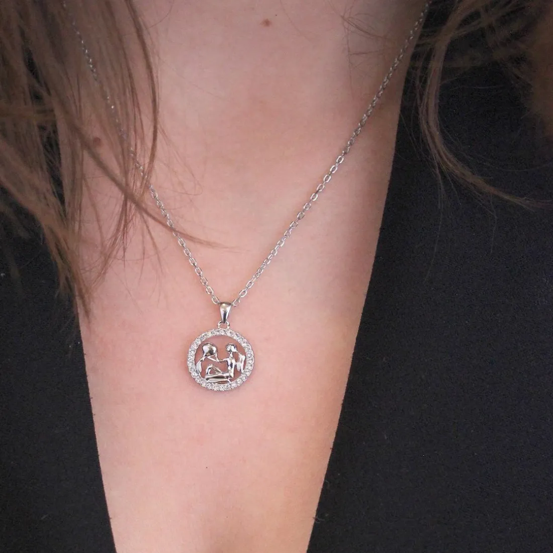 Pendentif Zodiaque Verseau Argenté