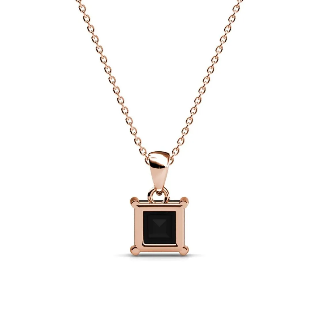 Pendentif Simple Square Or Rose et Noir