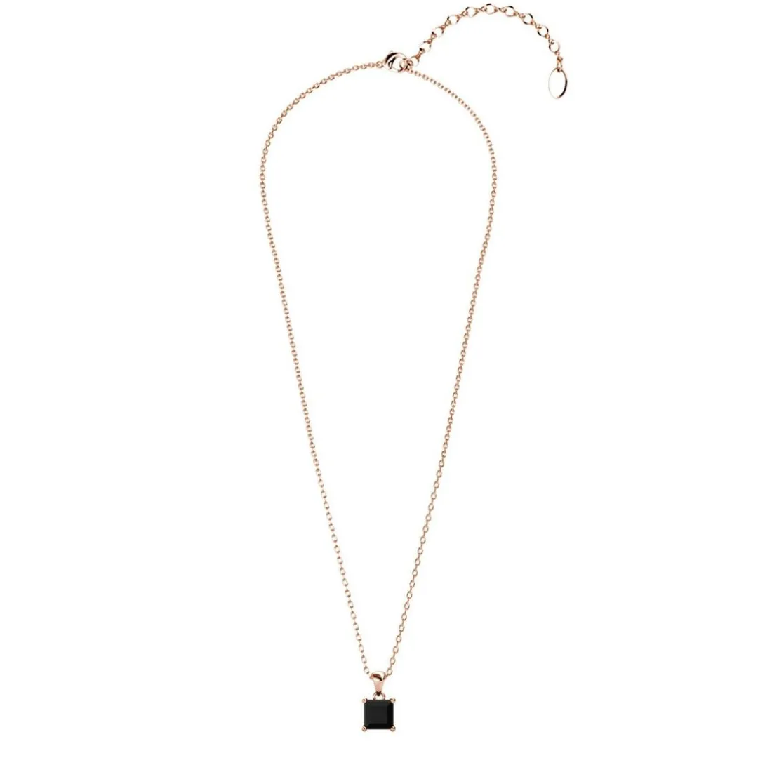 Pendentif Simple Square Or Rose et Noir